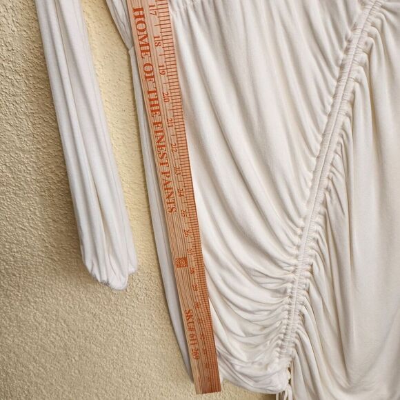 Lovers & Friends Jet Dress in White NWOT Size M Mini Long Sleeve Ruched Revolve - Picture 11 of 12